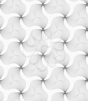 Abstract geometric background. Seamless flat monochrome pattern. Simple design.Slim gray striped wavy triangles.