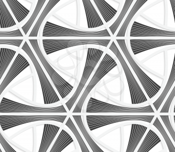 Seamless geometric background. Pattern with realistic shadow and cut out of paper effect.Colored.3D colored gray striped triangular grid.