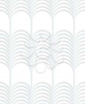 Seamless geometric background. Pattern with realistic shadow and cut out of paper effect.White 3d paper.3D white striped vertical grid.