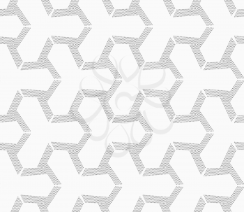Seamless stylish dotted geometric background. Modern abstract pattern made with dotts. Flat monochrome design.Gray dotted offset tetrapods.