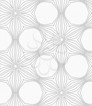 Seamless stylish dotted geometric background. Modern abstract pattern made with dotts. Flat monochrome design.Gray dotted six pedal flower grid.