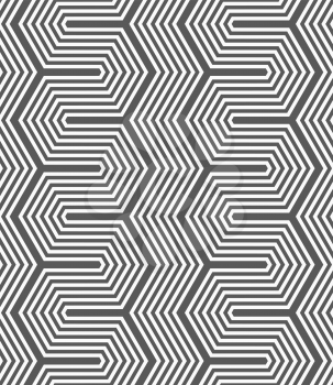 Seamless geometric pattern. Gray abstract geometrical design. Flat monochrome design.Monochrome dark hexagonal zigzag.