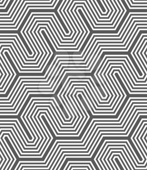 Seamless geometric pattern. Gray abstract geometrical design. Flat monochrome design.Monochrome diagonal hexagonal fence.