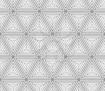 Seamless geometric pattern. Gray abstract geometrical design. Flat monochrome design.Monochrome gradually striped cubes.