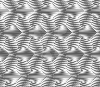 Seamless geometric pattern. Gray abstract geometrical design. Flat monochrome design.Monochrome gradually striped pointy tetrapods.