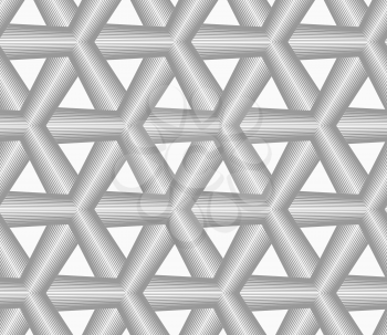 Seamless geometric pattern. Gray abstract geometrical design. Flat monochrome design.Monochrome gray striped tetrapods.