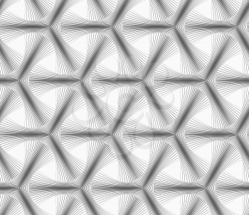 Seamless geometric pattern. Gray abstract geometrical design. Flat monochrome design.Monochrome halftone striped tetrapods.