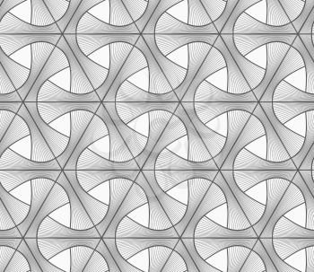 Seamless geometric pattern. Gray abstract geometrical design. Flat monochrome design.Monochrome light striped tetrapods with grid.
