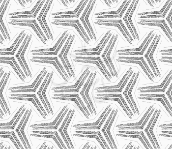 Seamless geometric pattern. Gray abstract geometrical design. Flat monochrome design.Monochrome rough striped small tetrapods.