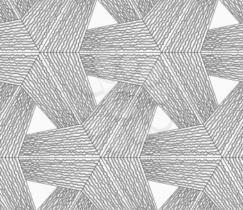 Seamless geometric pattern. Gray abstract geometrical design. Flat monochrome design.Monochrome rough striped tetrapods.