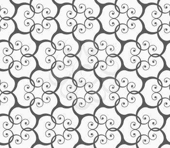 Seamless geometric pattern. Gray abstract geometrical design. Flat monochrome design.Monochrome spirals forming grid.
