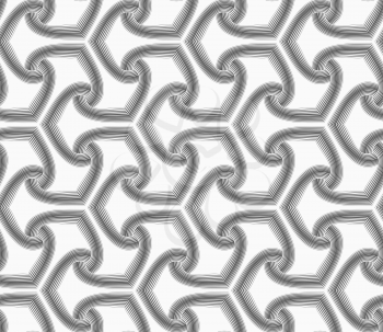 Seamless geometric pattern. Gray abstract geometrical design. Flat monochrome design.Monochrome striped offset tetrapods.