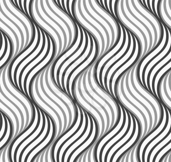 Abstract geometrical pattern. Modern monochrome background.Flat gray with shaded striped leaves.
