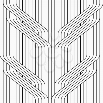 Abstract geometrical pattern. Modern monochrome background.Flat gray with tree branches on continues stripes.