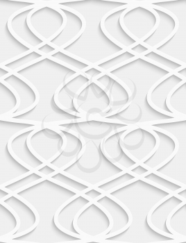 White and gray background with cut out of paper effect. Modern 3D seamless pattern.Paper cut out fence grid.