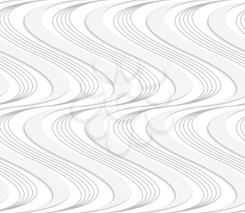 White and gray background with cut out of paper effect. Modern 3D seamless pattern.Paper cut out striped and solid waves.