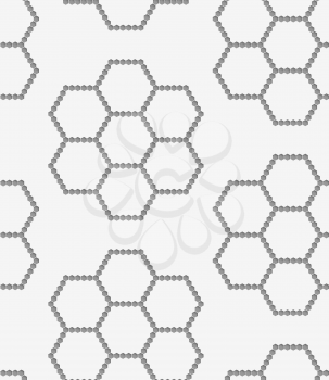 Stylish 3d pattern. Background with paper like perforated effect. Geometric design.Perforated paper with hexagons forming flowers.