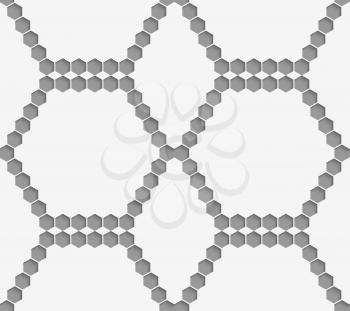 Stylish 3d pattern. Background with paper like perforated effect. Geometric design.Perforated paper with hexagons forming hexagons.