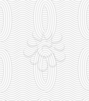 Monochrome abstract geometrical pattern. Modern gray seamless background. Flat simple design.Gray ovals merging with continues lines.