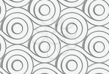 Modern seamless pattern. Geometric background with perforated effect. Shadow creates 3D texture.Perforated circles with merging tails.