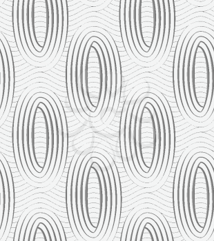 Modern seamless pattern. Geometric background with perforated effect. Shadow creates 3D texture.Perforated ovals on continues lines.