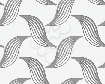 Modern seamless pattern. Geometric background with perforated effect. Shadow creates 3D texture.Perforated striped birds.