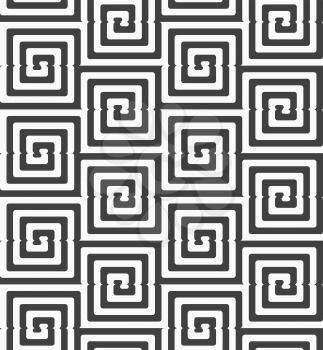 Geometric background with black and white stripes. Seamless monochrome  pattern with zebra effect.Alternating black and white cut rounded squares.