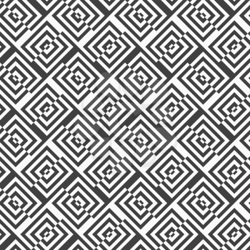 Geometric background with black and white stripes. Seamless monochrome  pattern with zebra effect.Alternating black and white diagonally cut squares with turn.