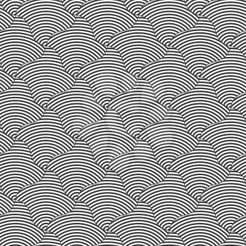 Geometric background with black and white stripes. Seamless monochrome  pattern with zebra effect.Alternating black and white wavy thin striped squares.