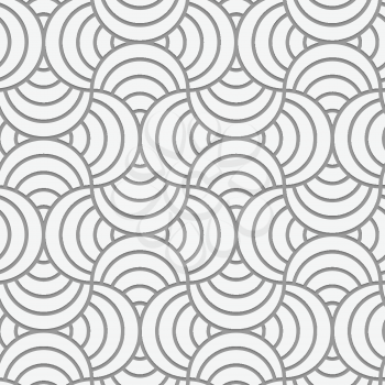 Seamless geometric pattern .Realistic shadow creates 3D look. Light gray colors.Cut out paper effect.Perforated striped circle pin will.