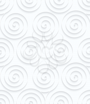 Seamless 3D background. White quilling paper. Realistic shadow and cut out of paper effect. Geometrical pattern.Quilling paper three spirals.