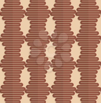 Vintage colored simple seamless pattern. Background with paper fold and 3d realistic shadow.Retro fold brown wavy hexagons.