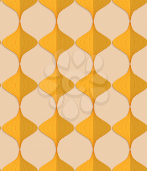 Vintage colored simple seamless pattern. Background with paper fold and 3d realistic shadow.Retro fold yellow Chinese lanterns.