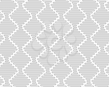 Gray seamless geometrical pattern. Simple monochrome texture. Abstract background.Slim gray connecting vertical diamond waves.