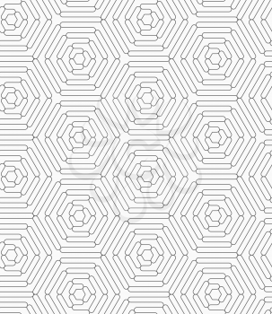 Gray seamless geometrical pattern. Simple monochrome texture. Abstract background.Slim gray connecting wavy stars.