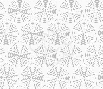 Gray seamless geometrical pattern. Simple monochrome texture. Abstract background.Slim gray merging spirals.