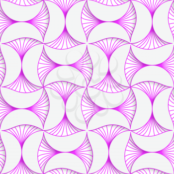 Seamless geometric background. Pattern with realistic shadow and cut out of paper effect.3D purple striped pin will .