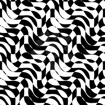 Black and white alternating diagonal waves with cut.Seamless stylish geometric background. Modern abstract pattern. Flat monochrome design.