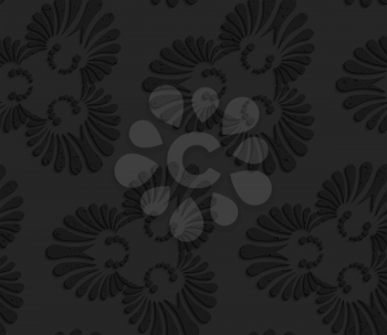 Black textured plastic flourish ornament.Seamless abstract geometrical pattern with 3d effect. Background with realistic shadows and layering.
