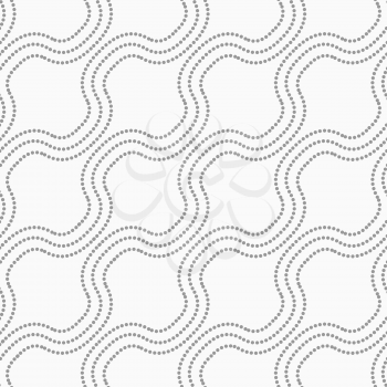 Dotted diagonal bulging waves.Seamless abstract geometric background. Flat monochrome design. Pattern made of gray dots.