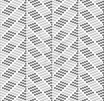 Dotted zigzag with dark and light dots.Seamless abstract geometric background. Flat monochrome design. Pattern made of gray dots.