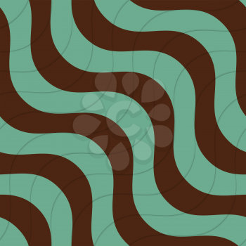 Retro 3D diagonal green and brown waves.Abstract layered pattern. Bright colored background with realistic shadow and thee dimentional effect.