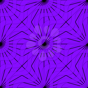 Retro 3D purple waves and rays.Abstract layered pattern. Bright colored background with realistic shadow and thee dimentional effect.
