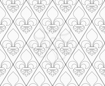 Shades of gray contoured Fleur-de-lis.Seamless stylish geometric background. Modern abstract pattern. Flat monochrome design.