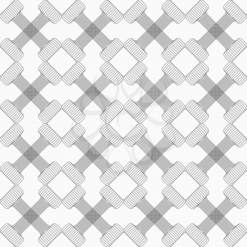Shades of gray striped crossing double T shapes.Seamless stylish geometric background. Modern abstract pattern. Flat monochrome design.
