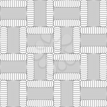 Shades of gray striped T shapes touching.Seamless stylish geometric background. Modern abstract pattern. Flat monochrome design.