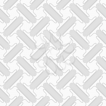 Slim gray countered T shapes with offset.Seamless stylish geometric background. Modern abstract pattern. Flat monochrome design.