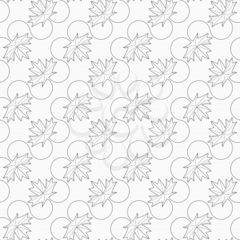 Slim gray maple leaves on vine.Seamless stylish geometric background. Modern abstract pattern. Flat monochrome design.