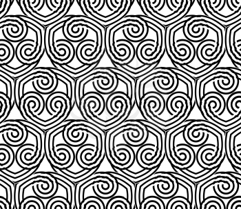 Black and white overlapping hearts.Seamless stylish geometric background. Modern abstract pattern. Flat monochrome design.