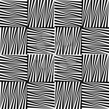 Black and white striped squares.Seamless stylish geometric background. Modern abstract pattern. Flat monochrome design.